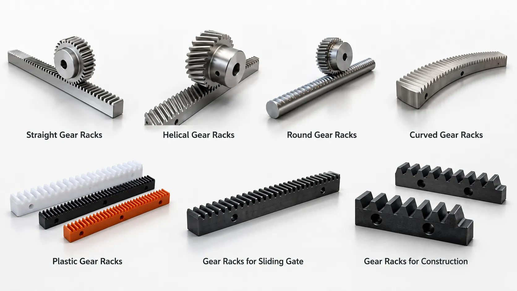 Ever-Power gear rack and pinion — full product range types of gear rack — spur helical ground round gear racks by Ever-Power